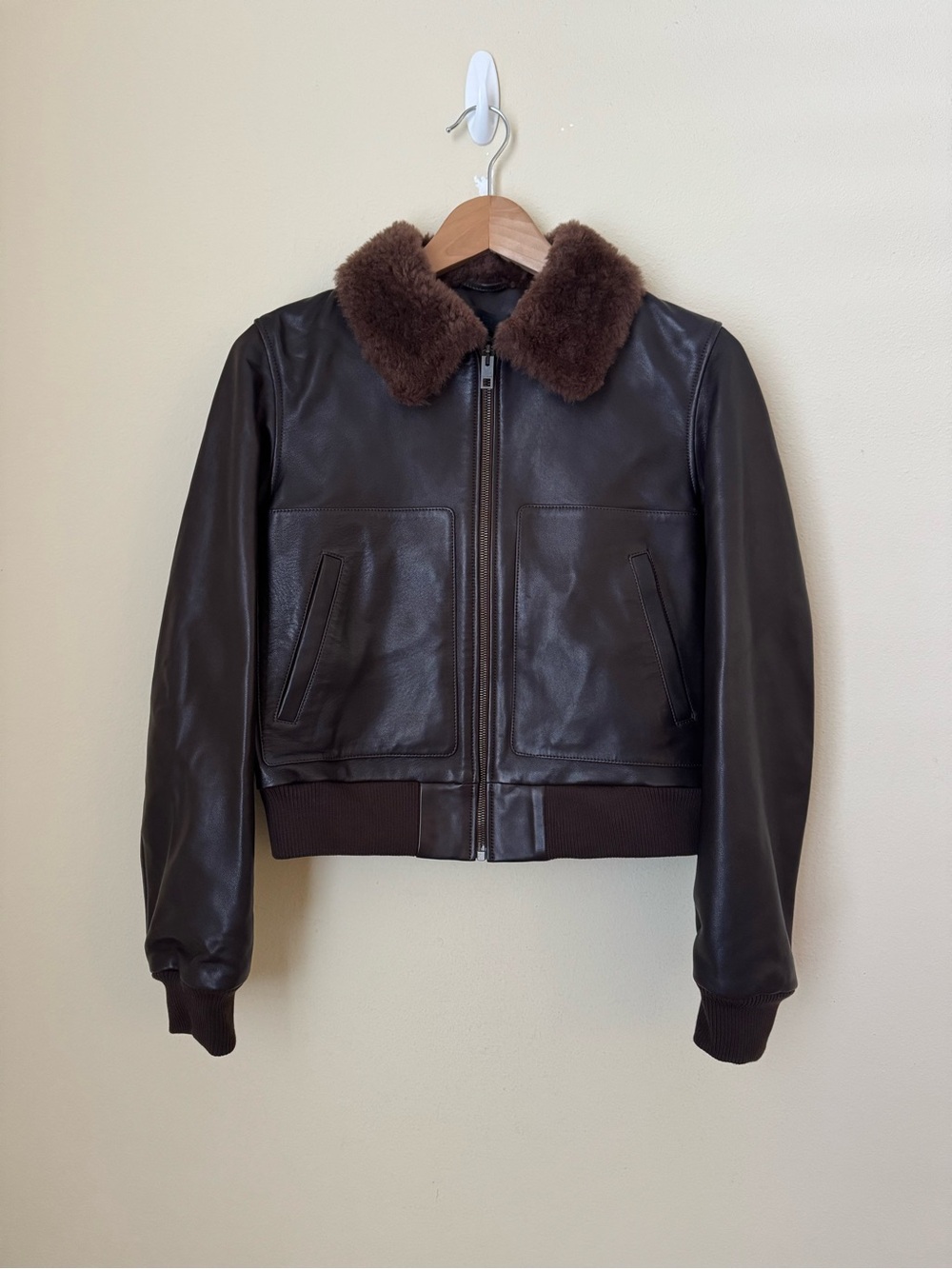 Nili Lotan Tom Leather Jacket Dark Brown Small